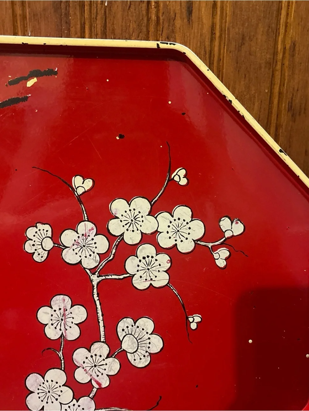 Red Floral Octagonal Wall Tray - Brand